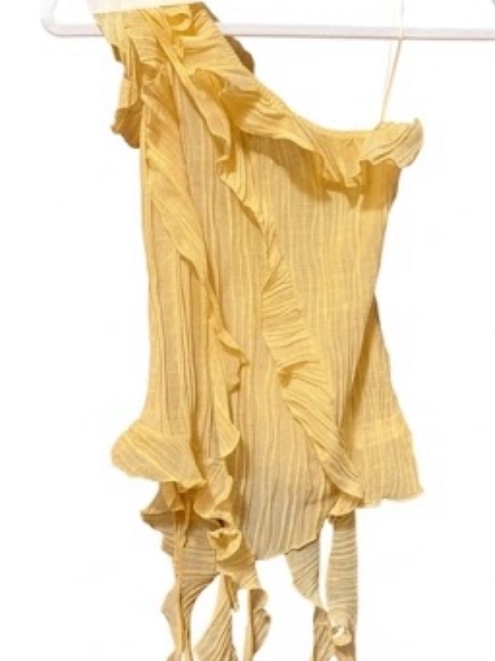 Yellow Ruffle one shoulder shirt